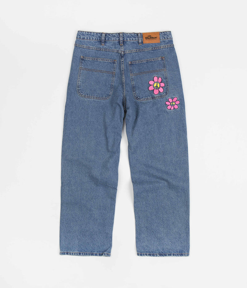 Butter Goods Flower Denim Jeans in Washed Indigo