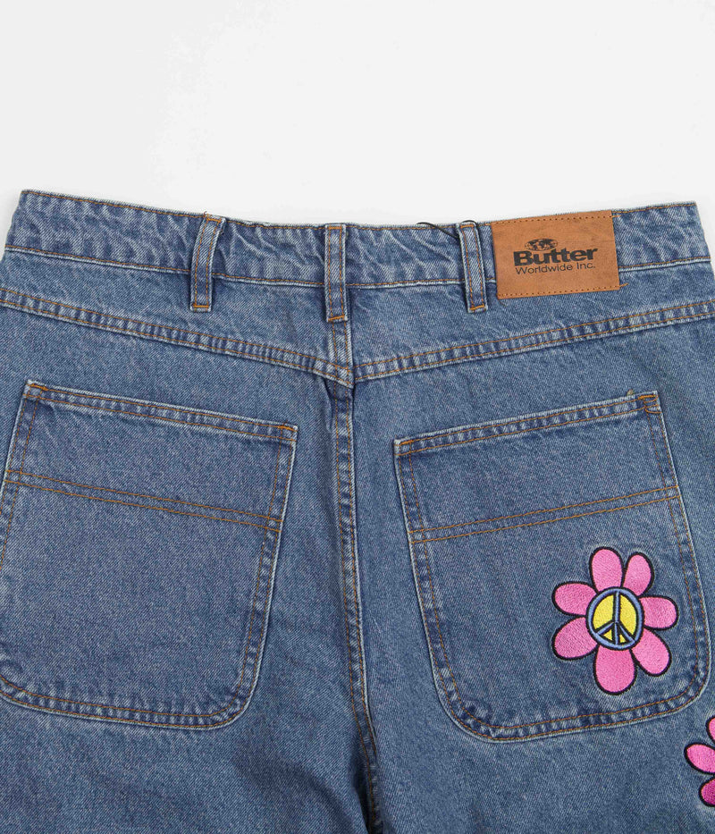 Butter Goods Flower Denim Jeans in Washed Indigo