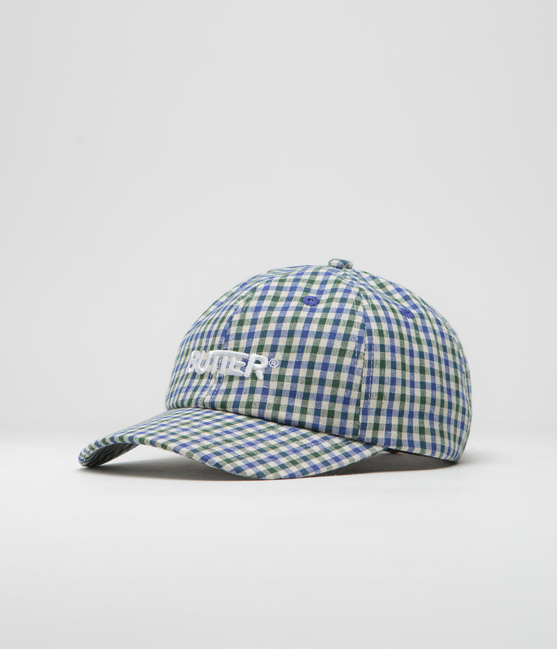 Butter Goods Gingham Cap in Fern and Blue