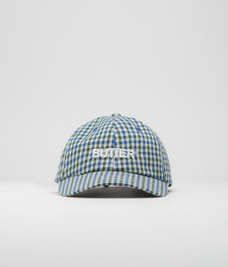 Butter Goods Gingham Cap in Fern and Blue