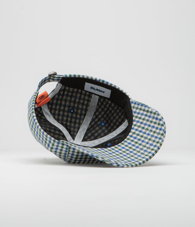 Butter Goods Gingham Cap in Fern and Blue