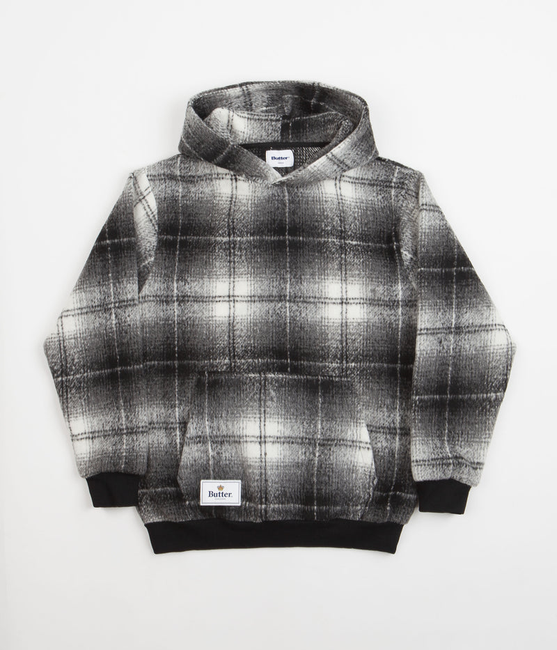 Butter Goods Heavyweight Plaid Hoodie in Black and White