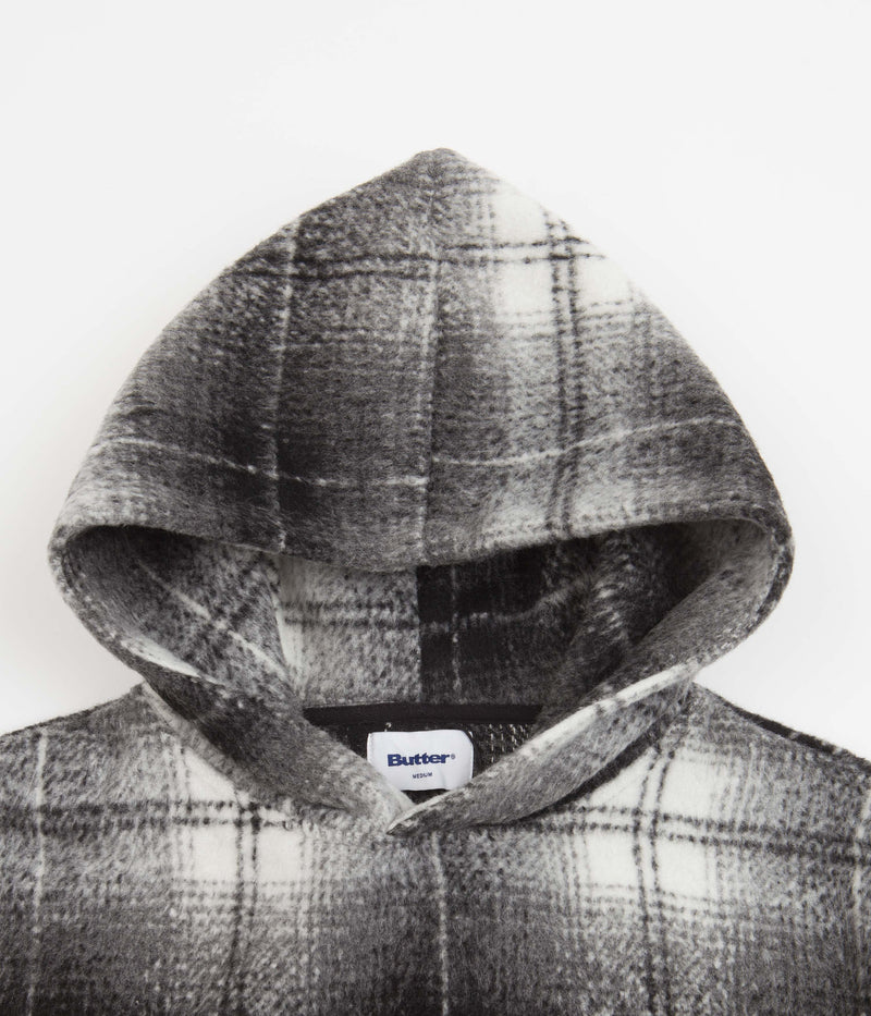 Butter Goods Heavyweight Plaid Hoodie in Black and White
