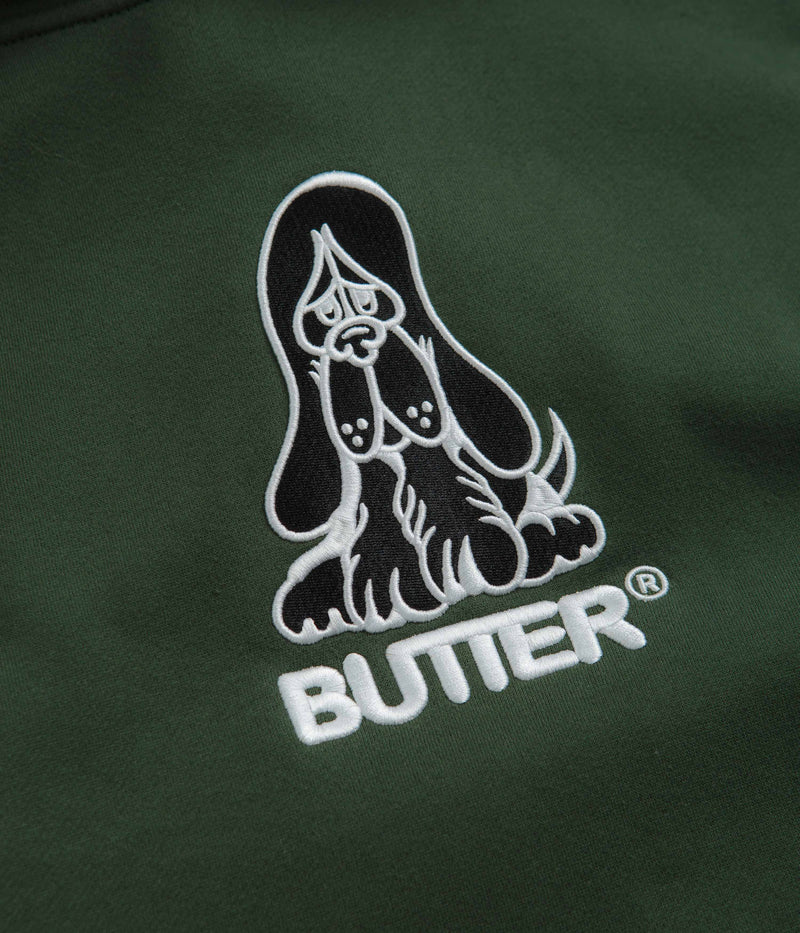 Butter Goods Hound Embroidered Hoodie in Dark Green