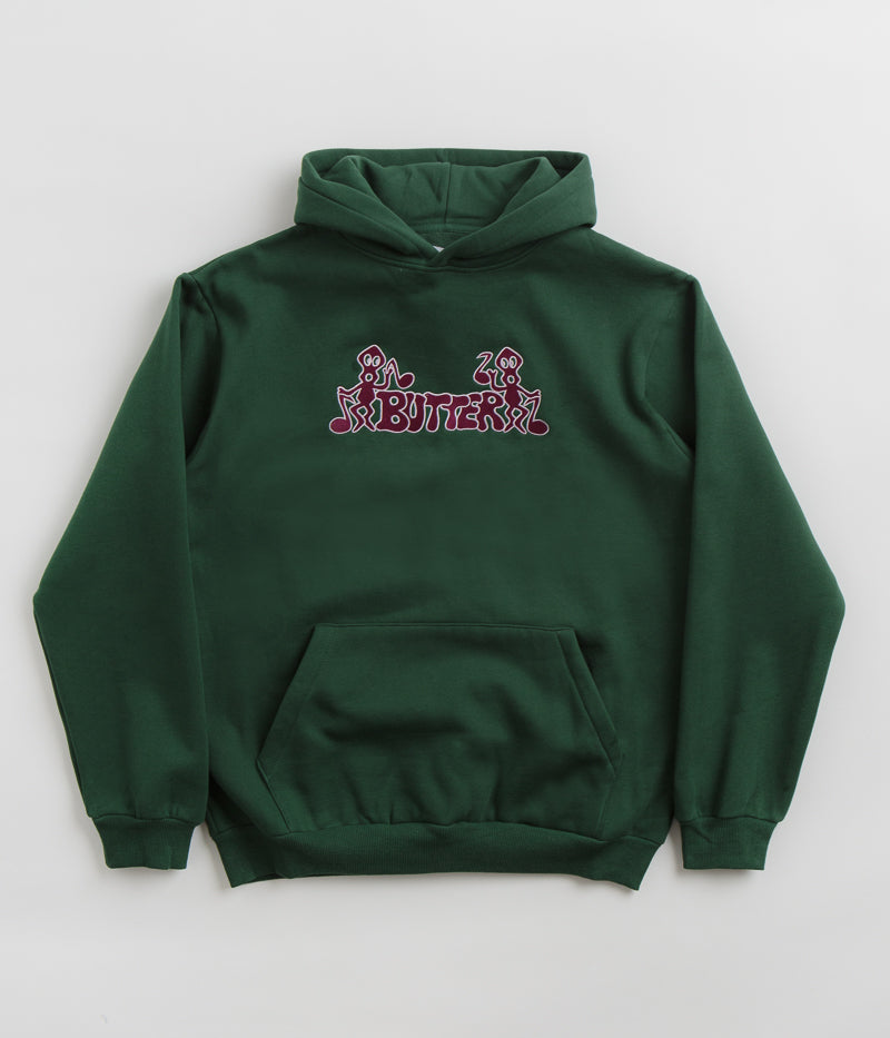 Butter Goods Notes Embroidered Hoodie in Forest Green