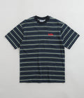 Butter Goods Park Stripe T-Shirt in Black and Sky / Banana
