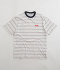 Butter Goods Park Stripe T-Shirt in White and Slate / Sand