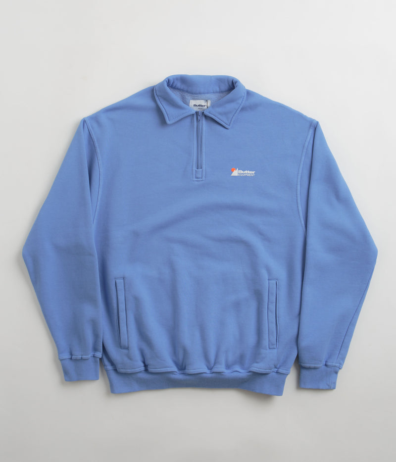 Butter Goods Pigment Dye 1/4 Zip Sweatshirt in Cornflower