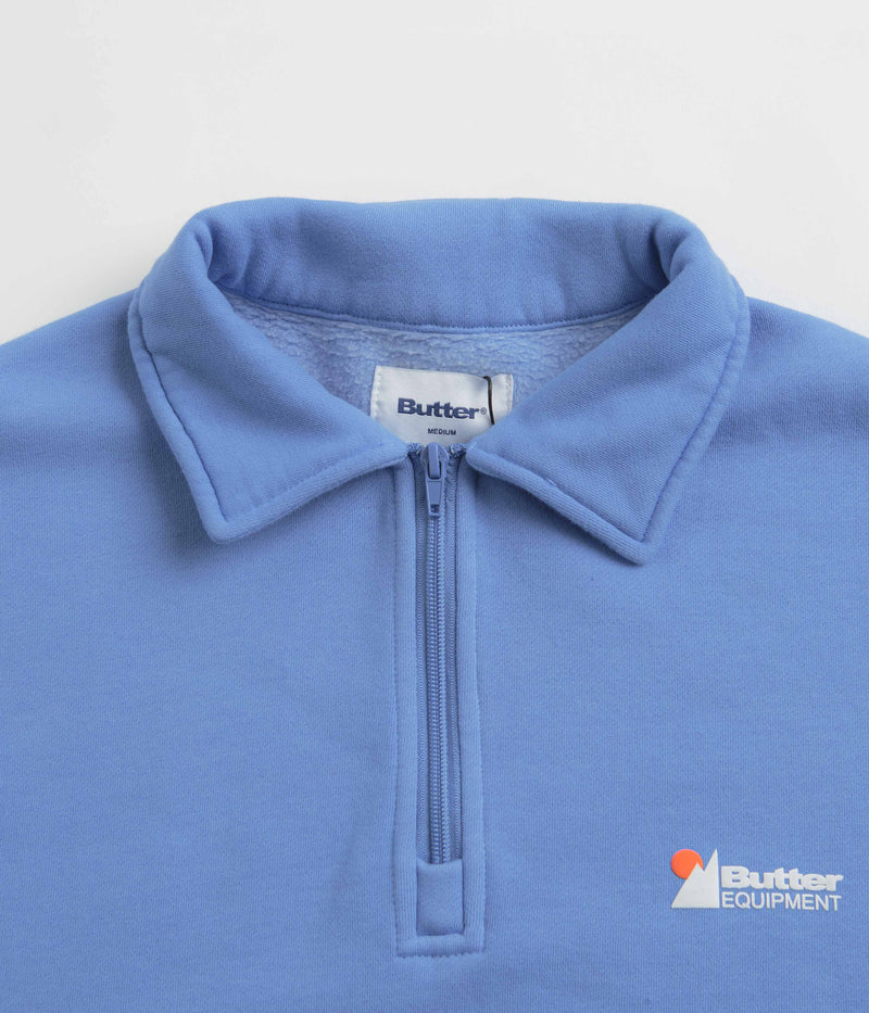 Butter Goods Pigment Dye 1/4 Zip Sweatshirt in Cornflower