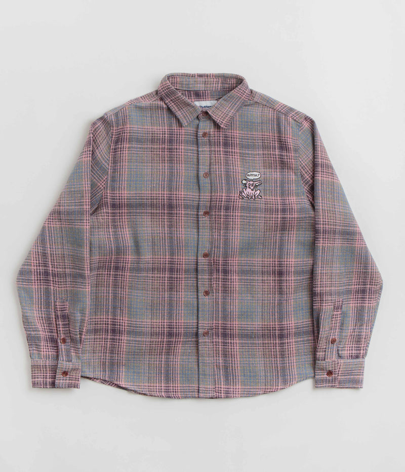 Butter Goods Rodent Flannel Shirt in Pink and Grey