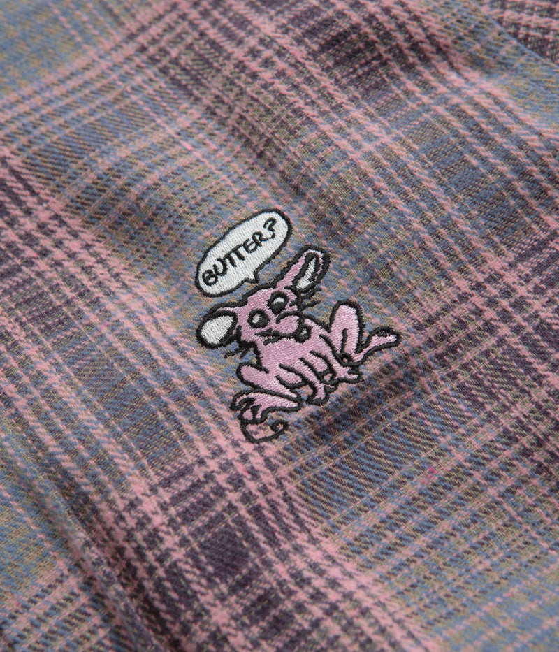 Butter Goods Rodent Flannel Shirt in Pink and Grey