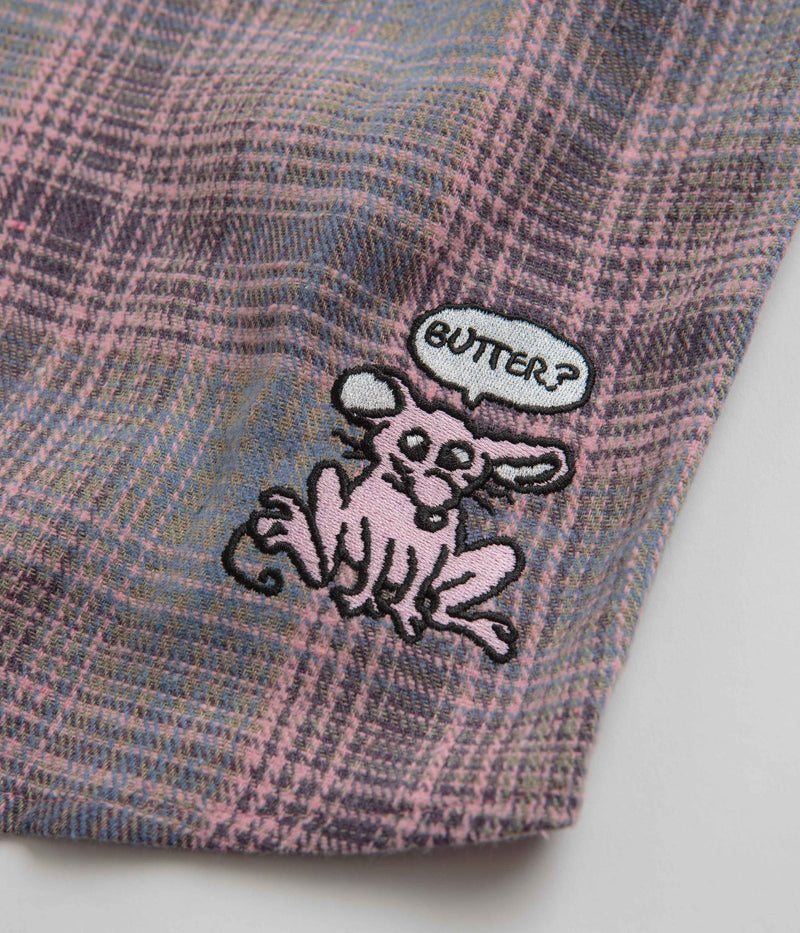 Butter Goods Rodent Flannel Shirt in Pink and Grey