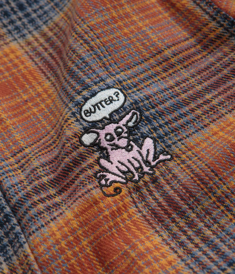 Butter Goods Rodent Flannel Shirt in Rust and Navy