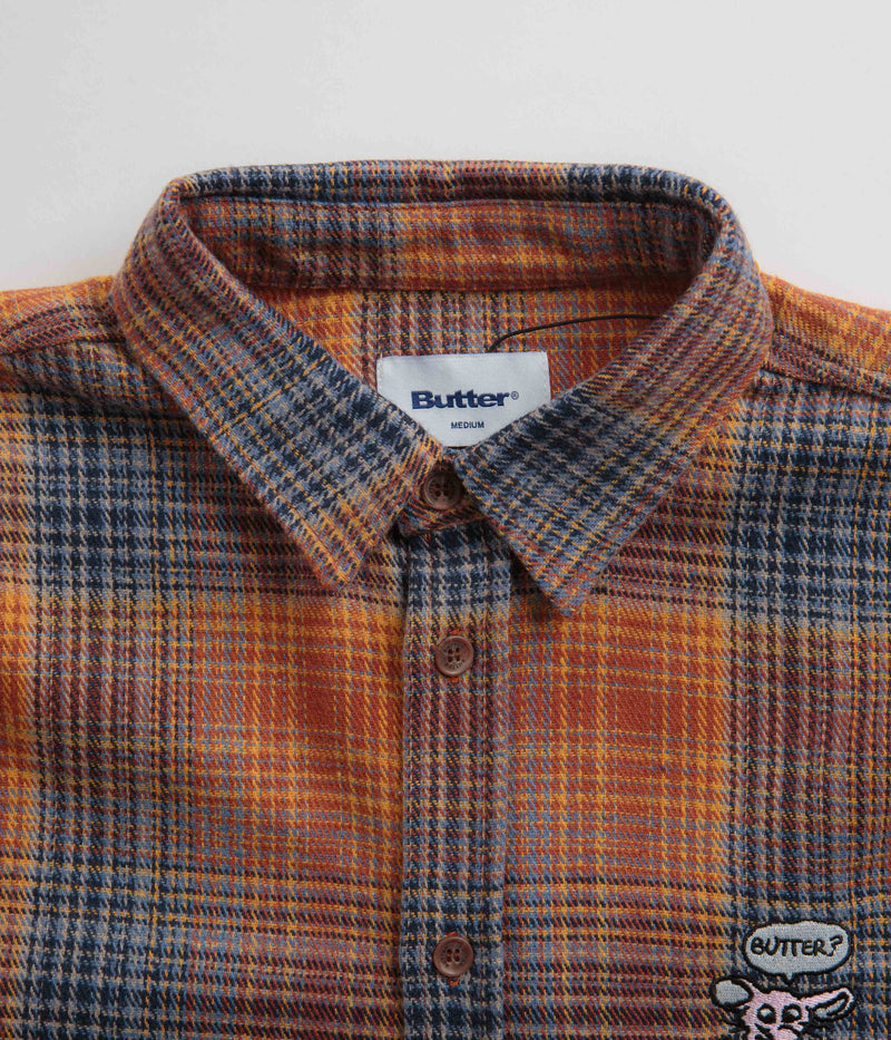 Butter Goods Rodent Flannel Shirt in Rust and Navy