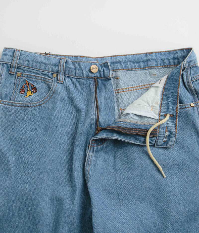 Butter Goods Sorcerer Baggy Denim Shorts in Washed Indigo