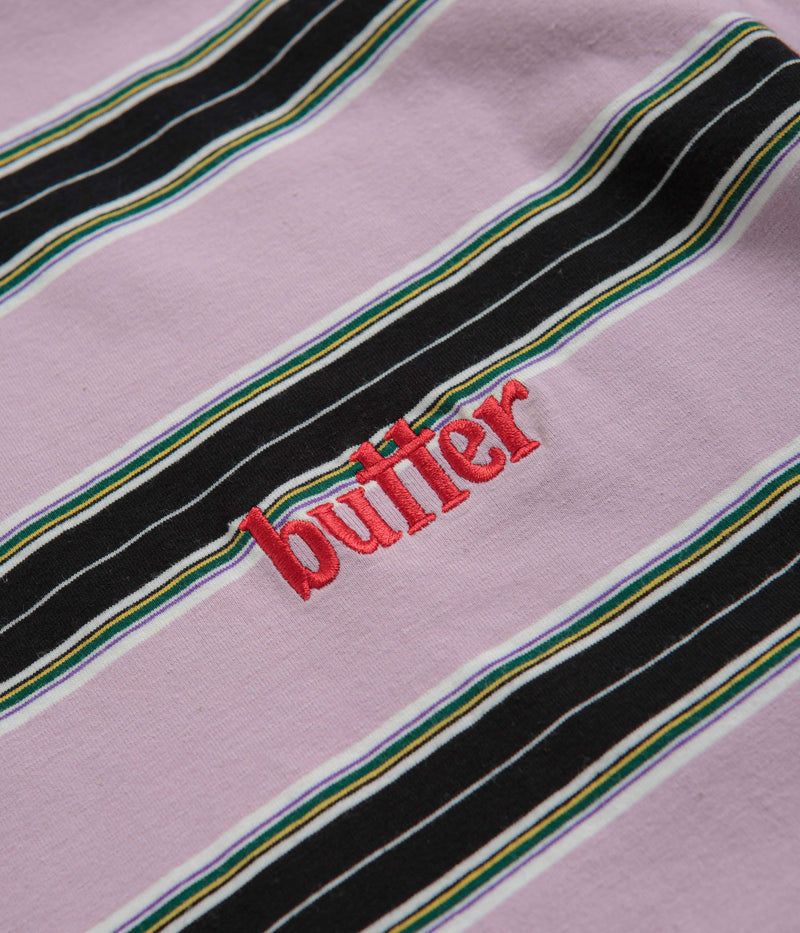 Butter Goods Stripe T-Shirt in Black and Berry