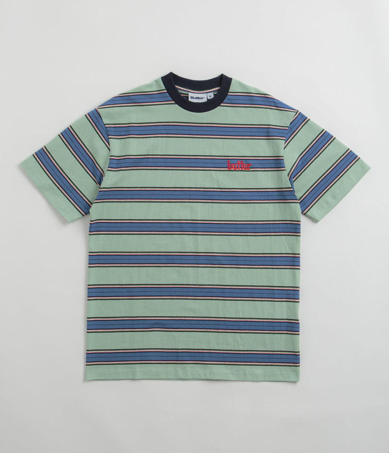 Butter Goods Stripe T-Shirt in Ice and Blue