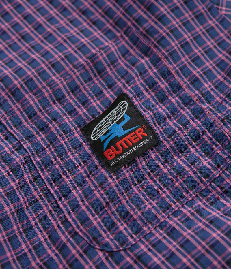 Butter Goods Terrain Short Sleeve Shirt in Navy and Pink