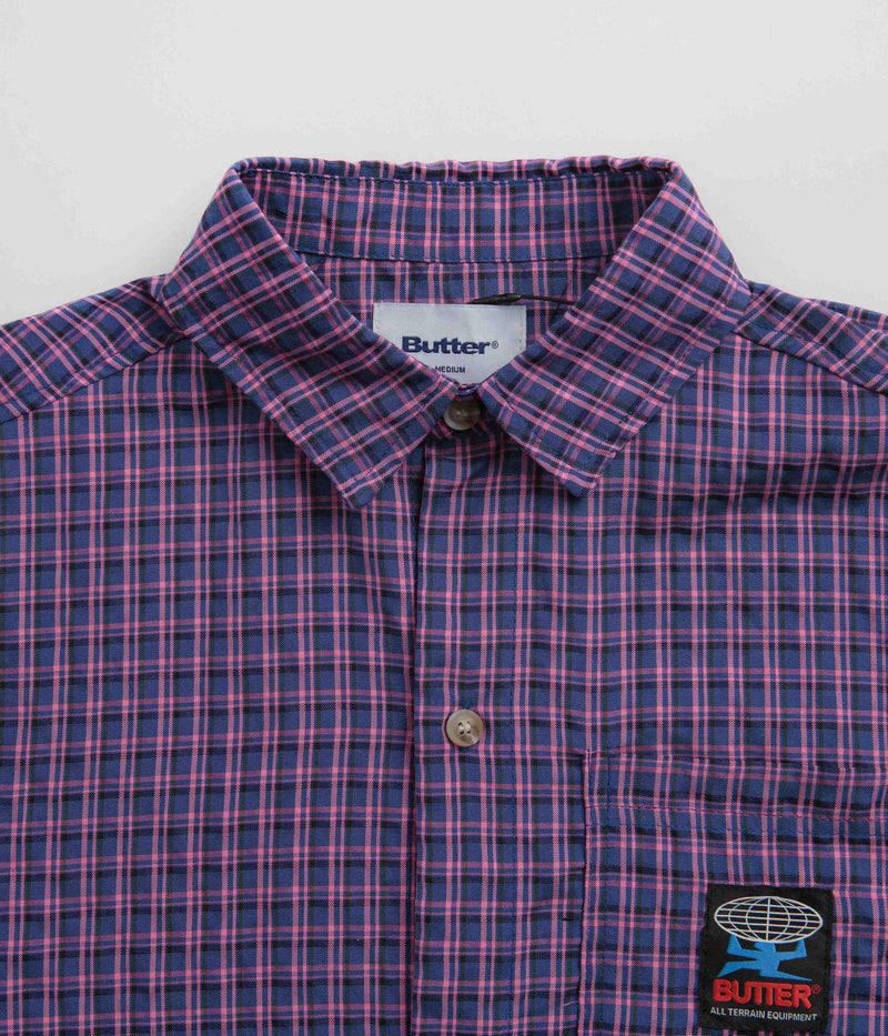 Butter Goods Terrain Short Sleeve Shirt in Navy and Pink