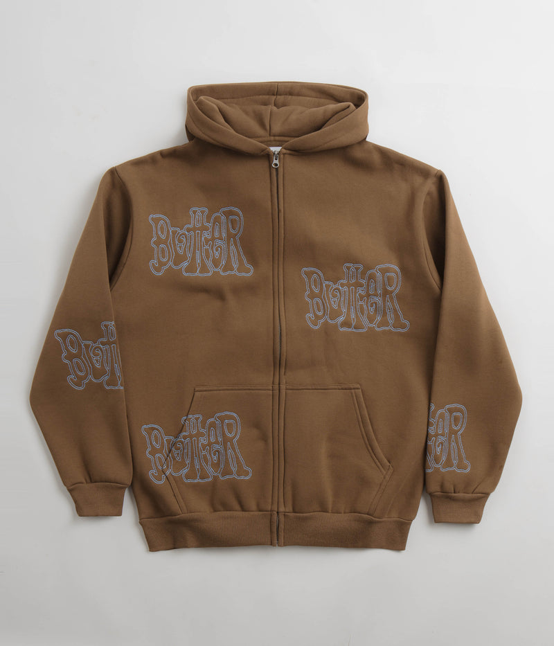 Butter Goods Tour Zip-Thru Hoodie in Chocolate