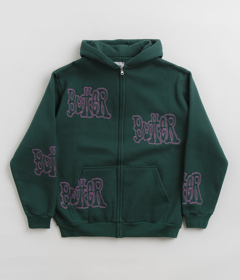 Butter Goods Tour Zip-Thru Hoodie in Dark Green