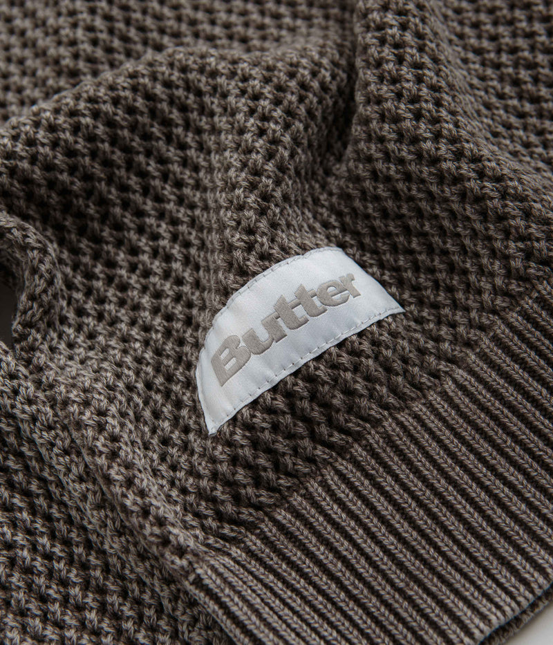 Butter Goods Washed Knitted Sweatshirt in Washed Brown