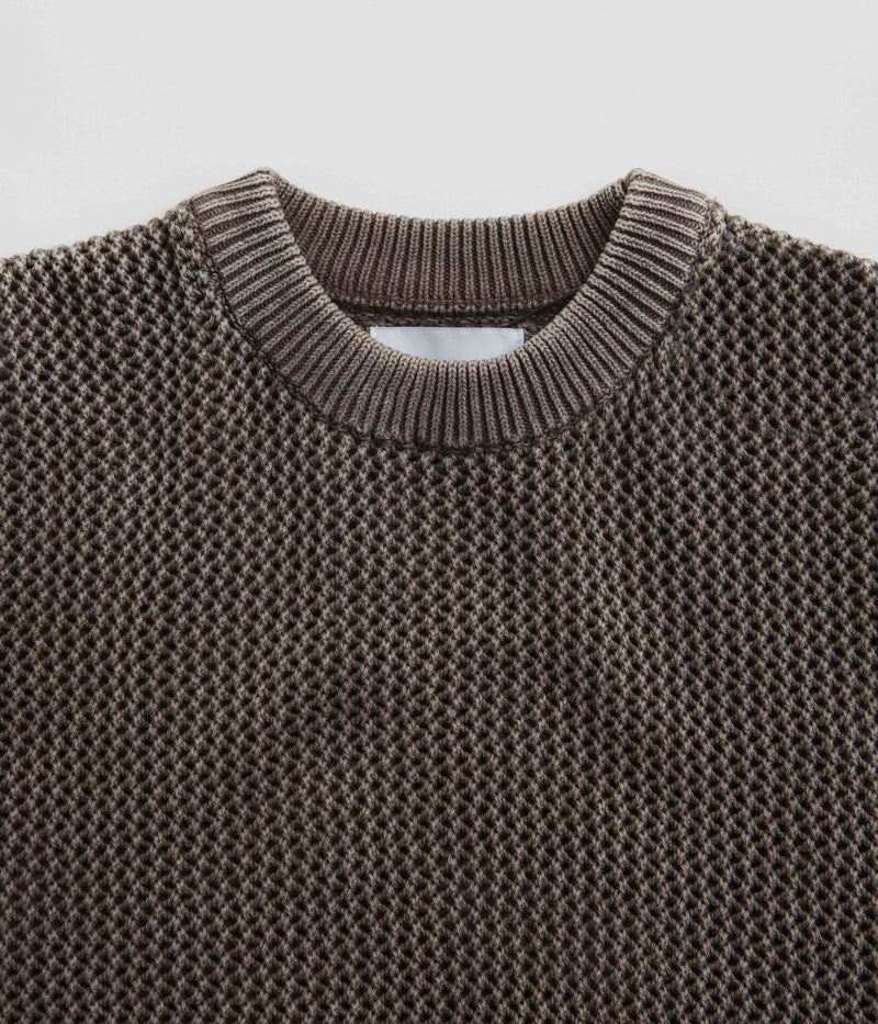 Butter Goods Washed Knitted Sweatshirt in Washed Brown