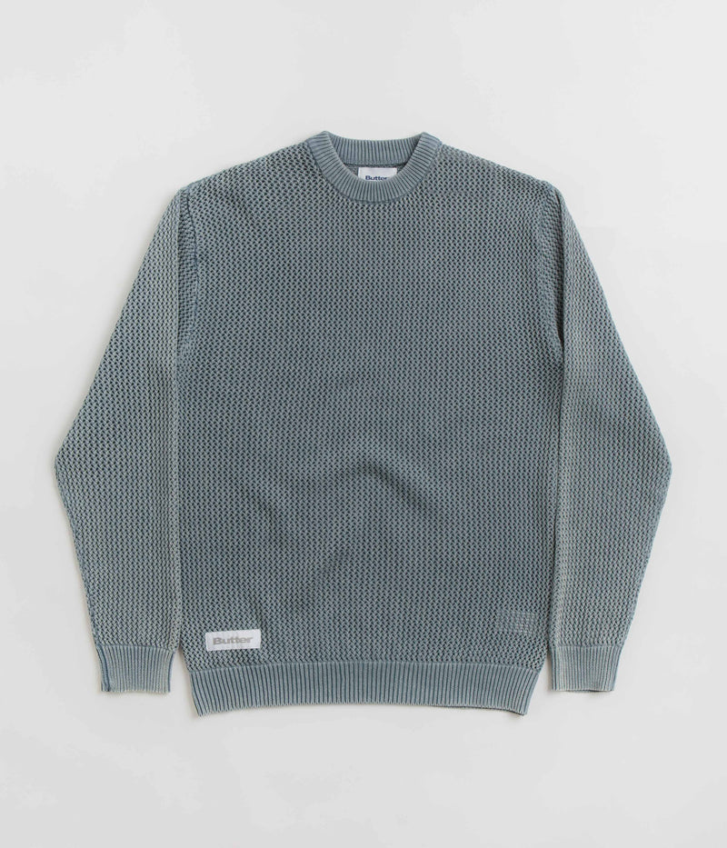 Butter Goods Washed Knitted Sweatshirt in Washed Navy