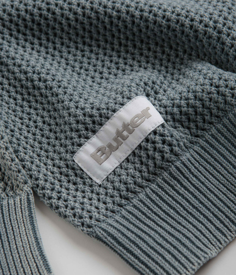 Butter Goods Washed Knitted Sweatshirt in Washed Navy