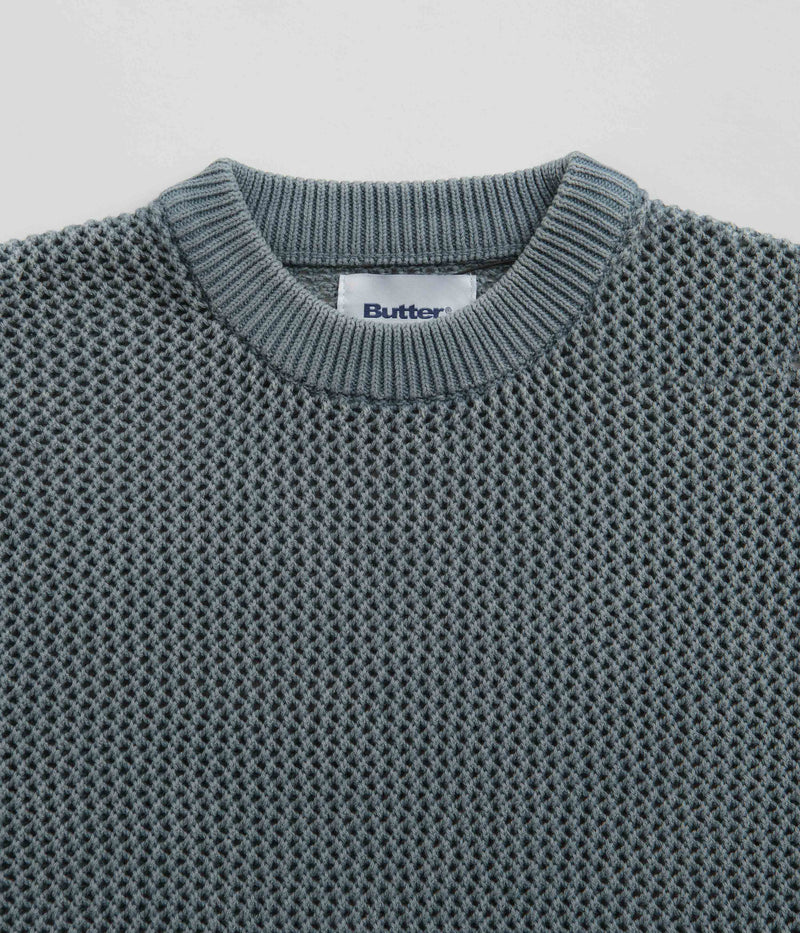 Butter Goods Washed Knitted Sweatshirt in Washed Navy