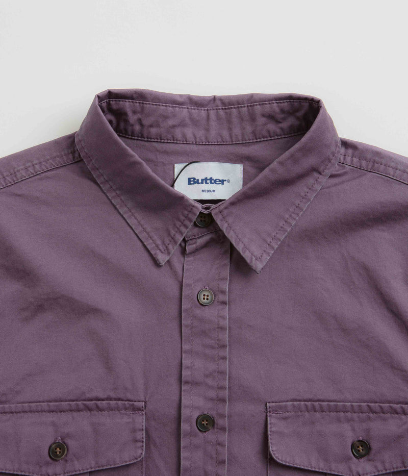 Butter Goods Washed Pocket Shirt in Eggplant