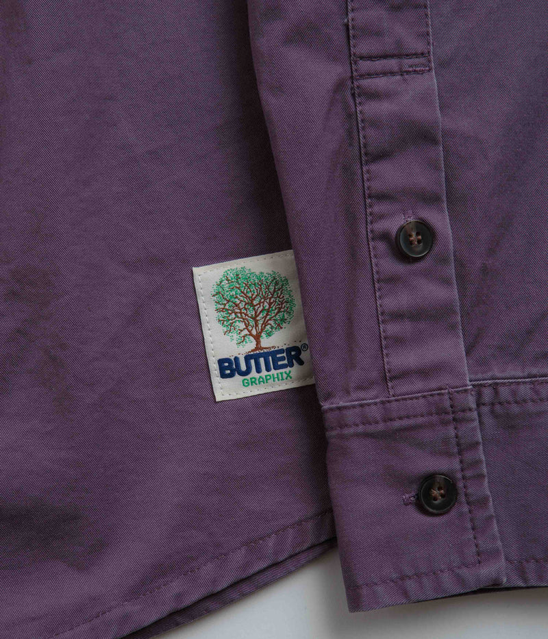 Butter Goods Washed Pocket Shirt in Eggplant