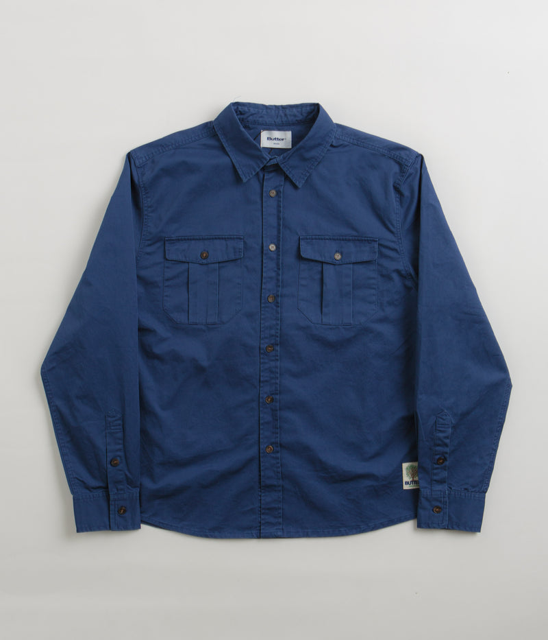 Butter Goods Washed Pocket Shirt in Work Blue