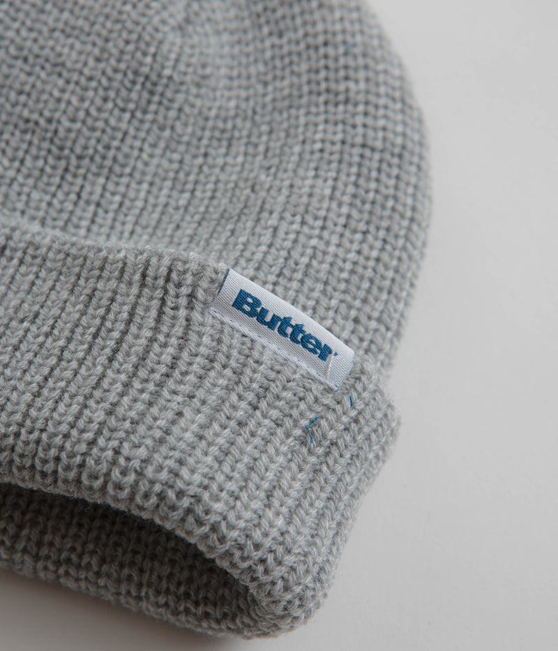 Butter Goods Wharfie Beanie in Ash Grey and White