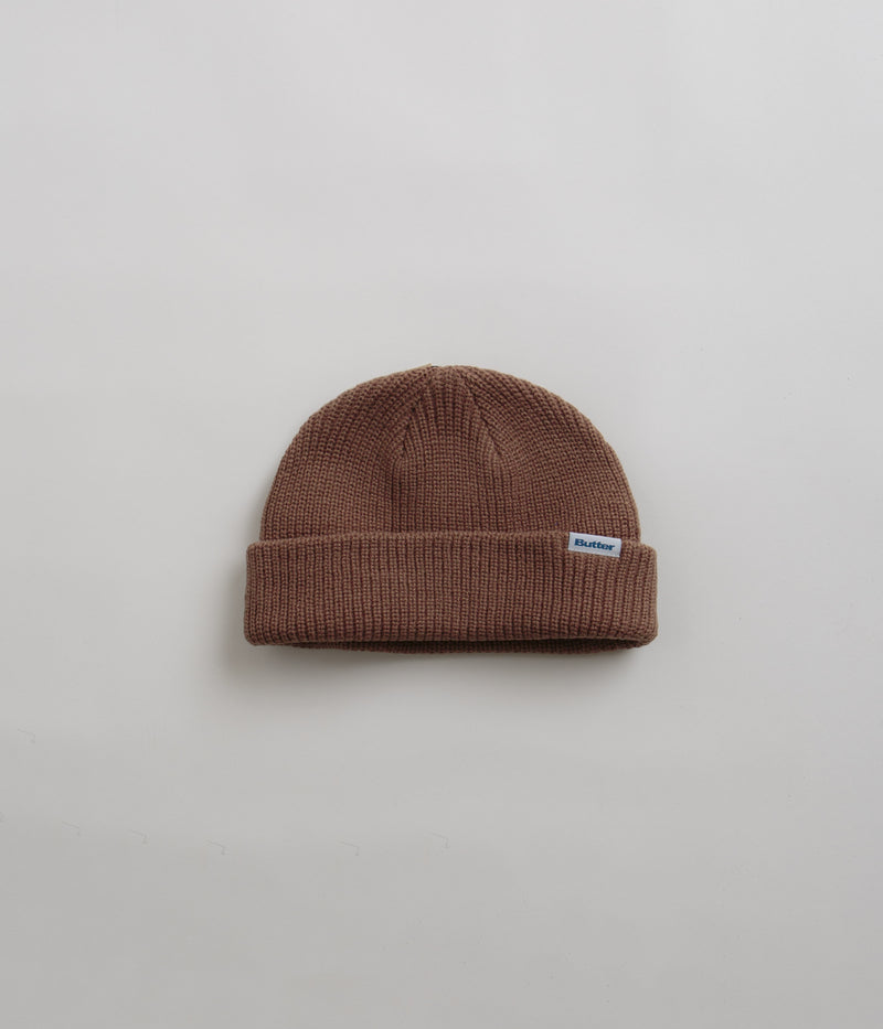 Butter Goods Wharfie Beanie in Brown and White