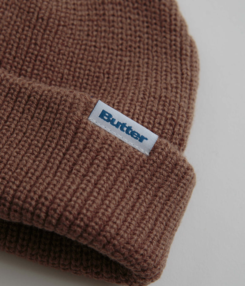 Butter Goods Wharfie Beanie in Brown and White