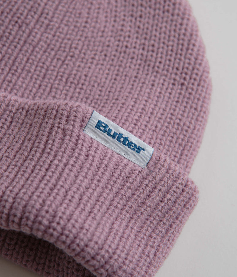 Butter Goods Wharfie Beanie in Mauve and White