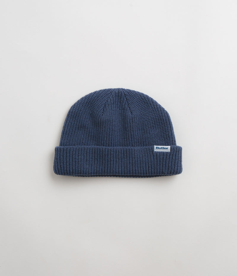 Butter Goods Wharfie Beanie in Navy and White