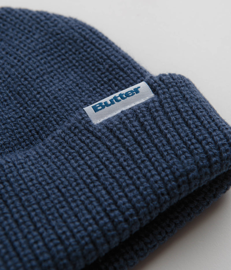 Butter Goods Wharfie Beanie in Navy and White