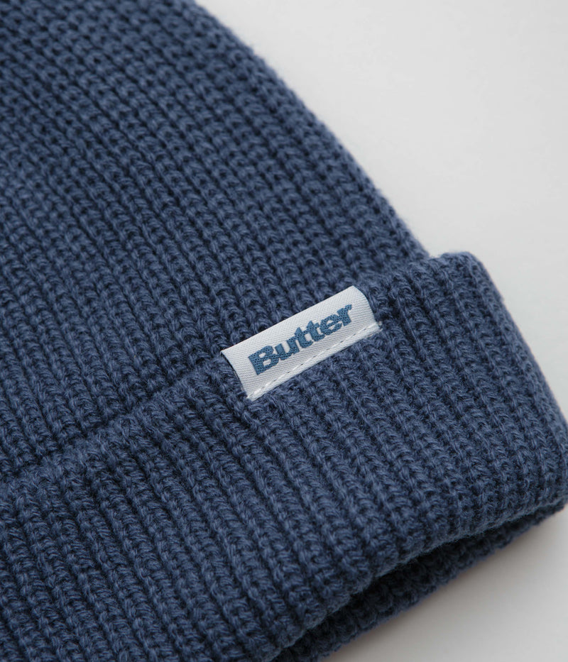 Butter Goods Wharfie Beanie in Slate and White