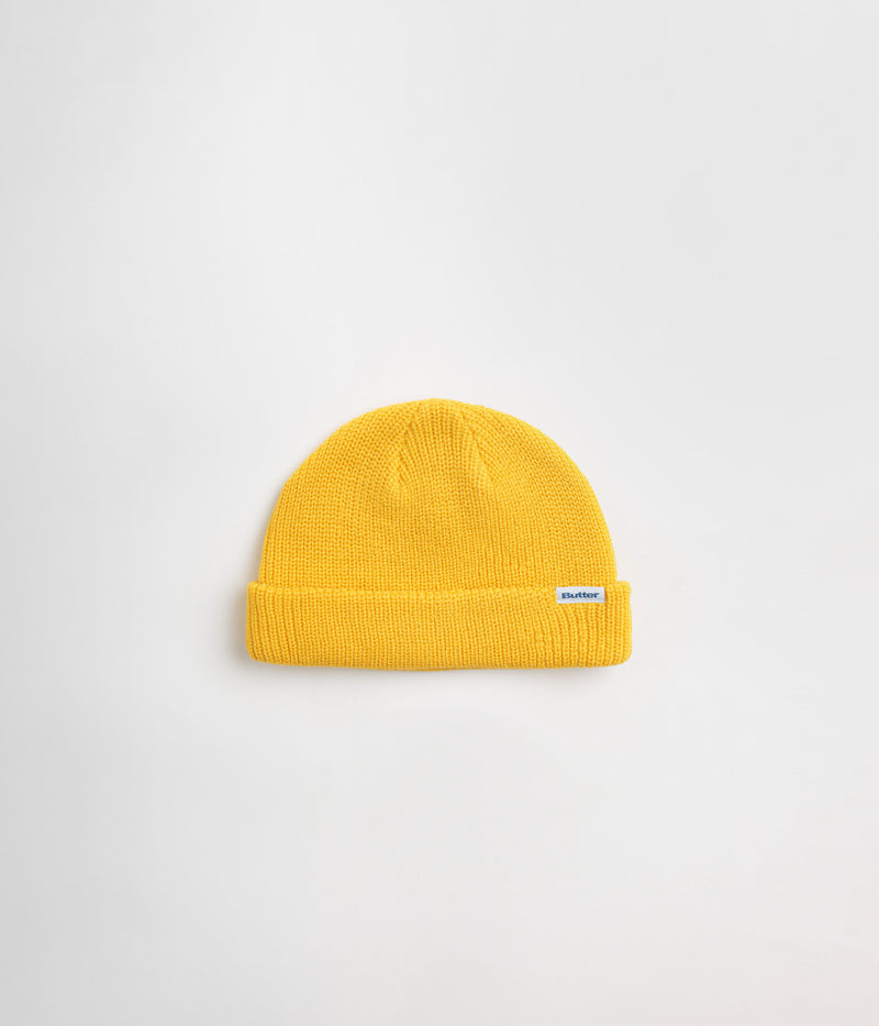 Butter Goods Wharfie Beanie in Yellow and White