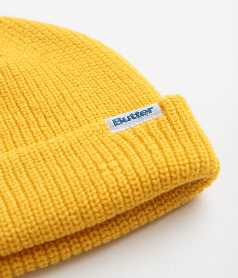 Butter Goods Wharfie Beanie in Yellow and White
