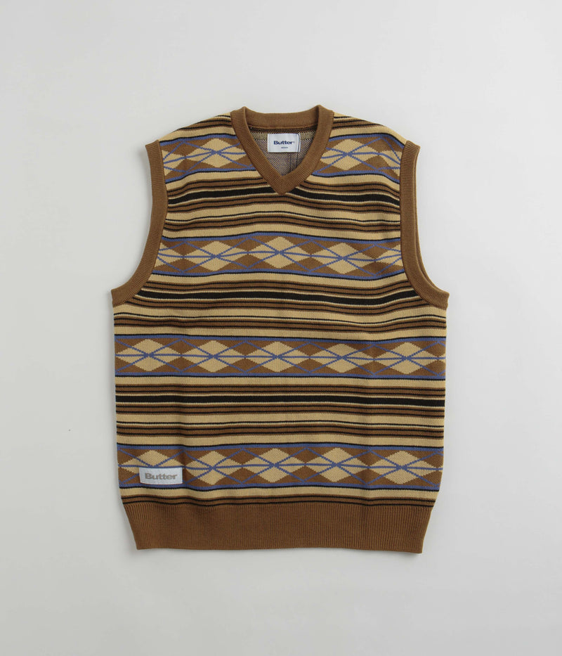 Butter Goods Wilson Knitted Vest in Brown