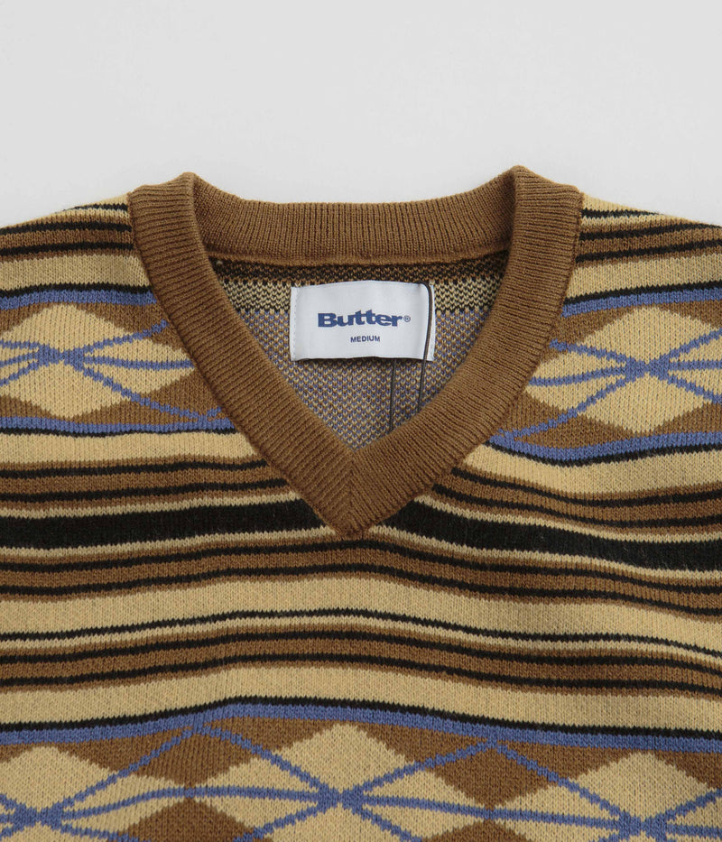 Butter Goods Wilson Knitted Vest in Brown