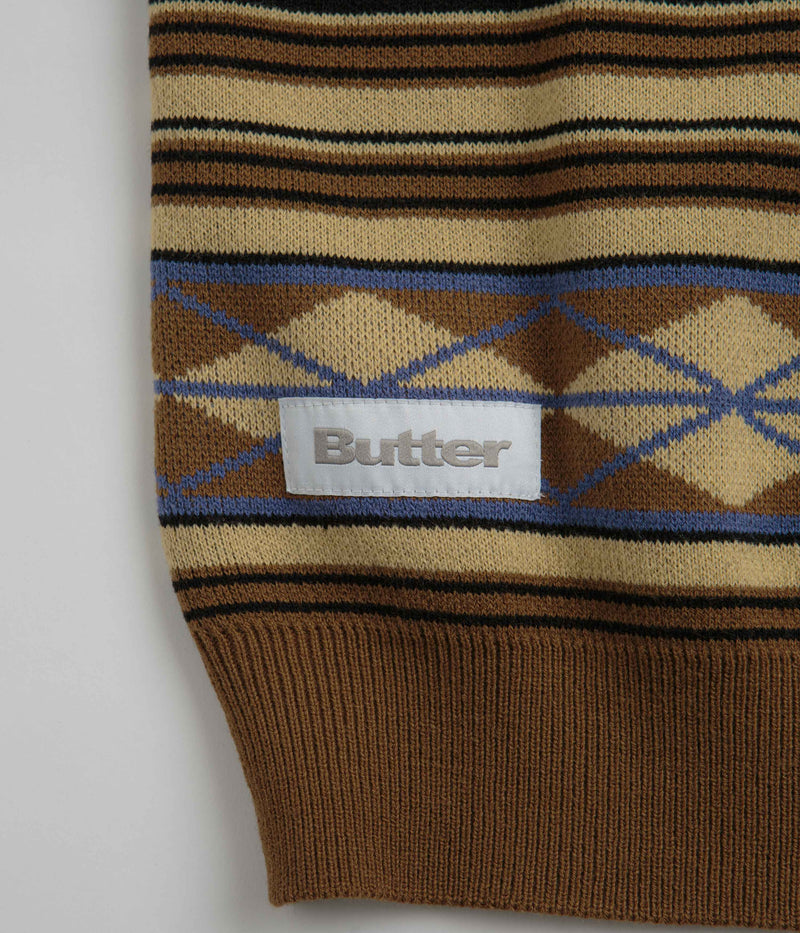 Butter Goods Wilson Knitted Vest in Brown