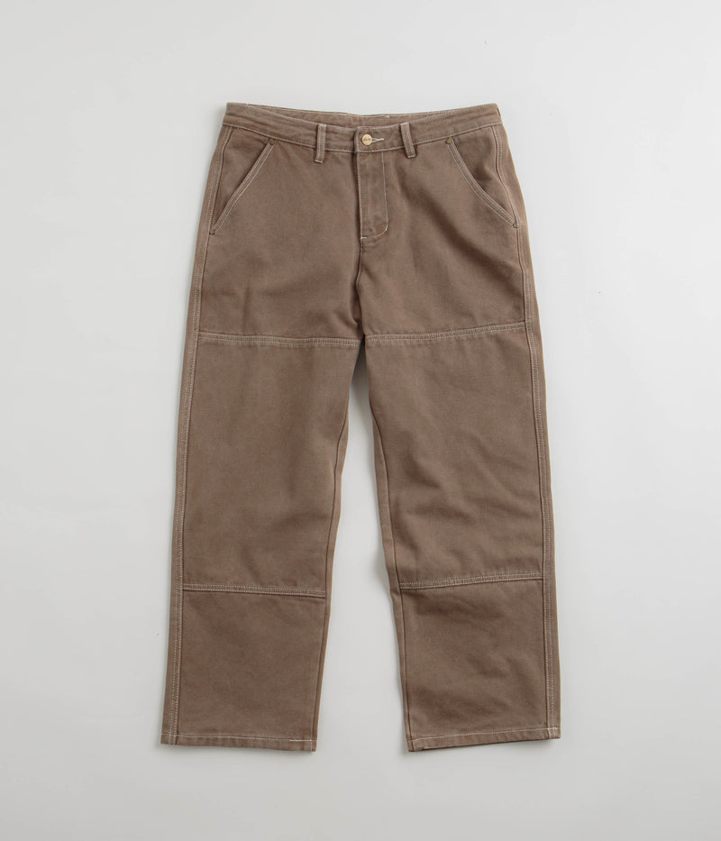 Butter Goods Work Double Knee Pants in Washed Brown