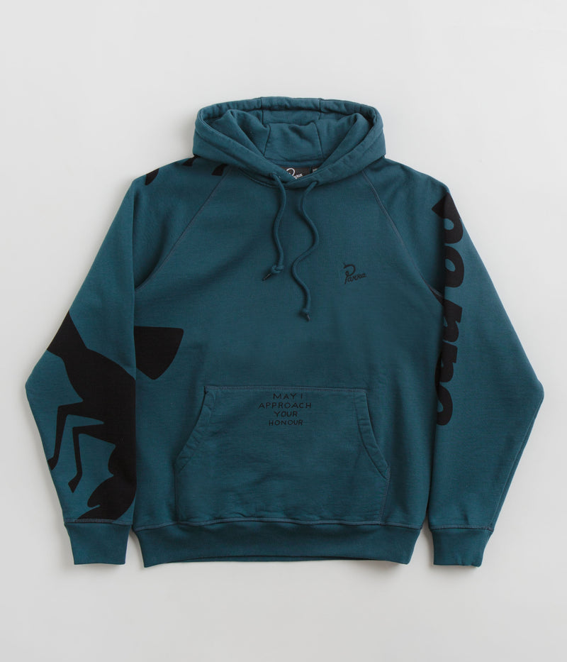 by Parra Clipped Wings Hoodie in Deep Sea Green