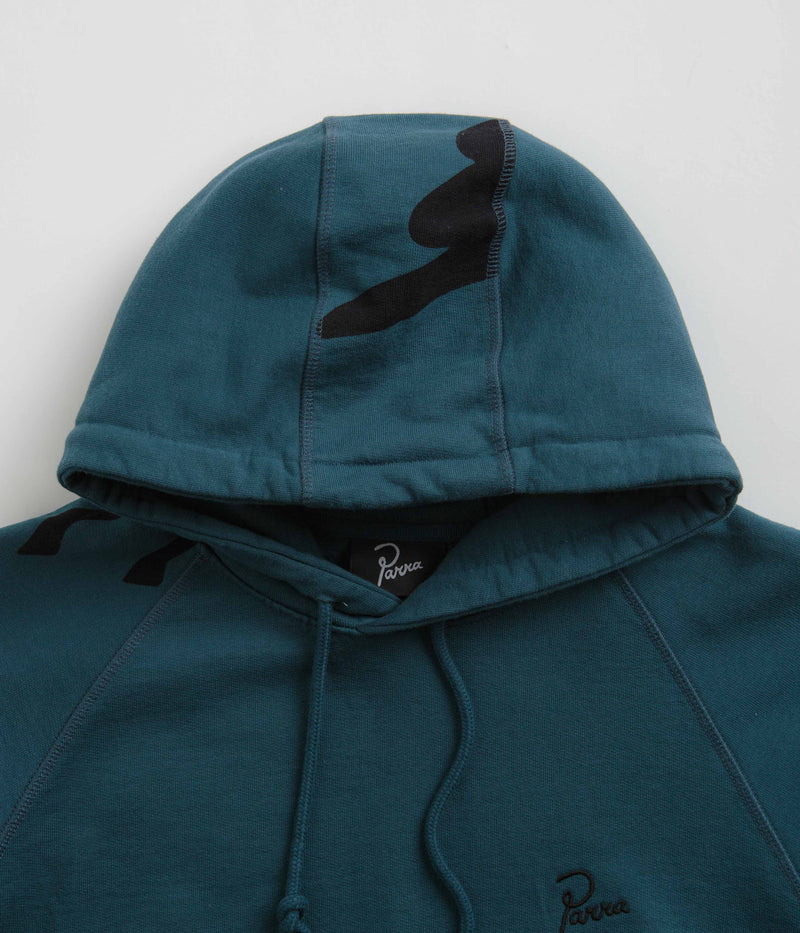 by Parra Clipped Wings Hoodie in Deep Sea Green