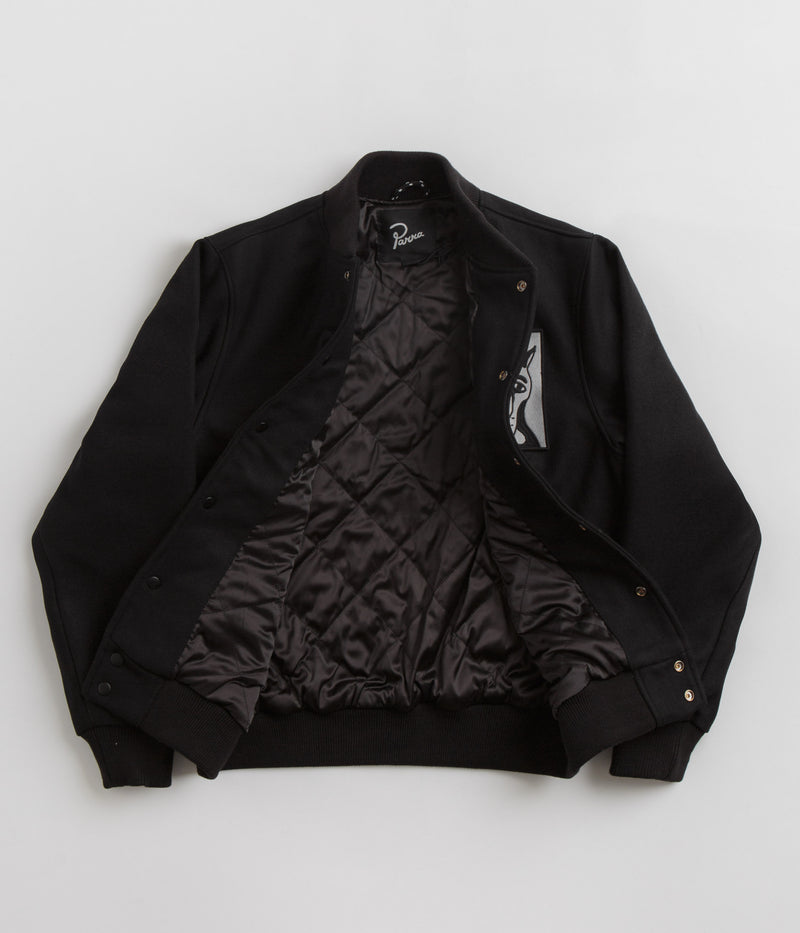 by Parra Dog Faced Varsity Jacket in Black