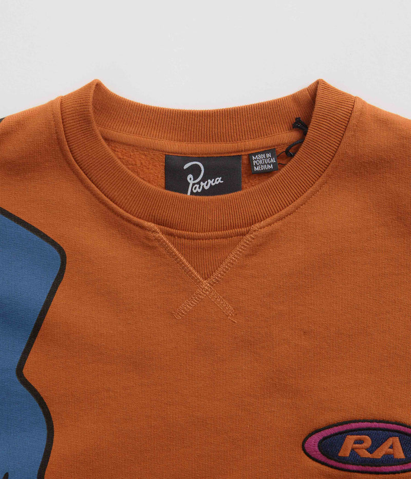 by Parra Early Grab Crewneck Sweatshirt in Sienna Orange